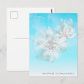 *~* Sky Blue Ombre Clouds Flowers Glitter Briefkaart (Voorkant / Achterkant)