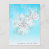*~* Sky Blue Ombre Clouds Flowers Glitter Briefkaart (Voorkant)
