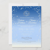 Sky Blue Ombre' Sparkle Wedding Kaart (Voorkant)