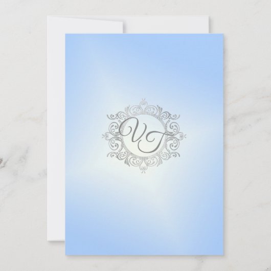Sky Blue Ombre' Sparkle Wedding Kaart (Achterkant)