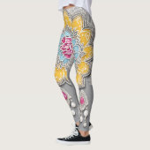 Sky Blue op grijze AI-kunst Leggings (Links)