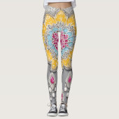 Sky Blue op grijze AI-kunst Leggings (Voorkant)