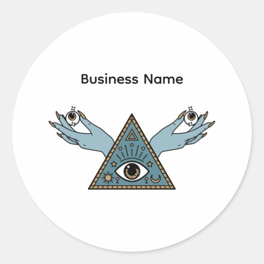 Sky Blue Pastel Blue Persoonlijke Bedrijfsnaam Ronde Sticker (Voorkant)