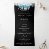 Sky Blue Pastel Hart Blad Boom Bruiloft Drieluik Uitnodiging (Binnen)