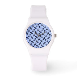 Sky Blue Patterned Watch Horloge