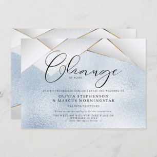 Sky Blue Pearl Facets Postponed Wedding Kaart