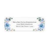 Sky Blue Peony Flowers Etiket (Voorkant)