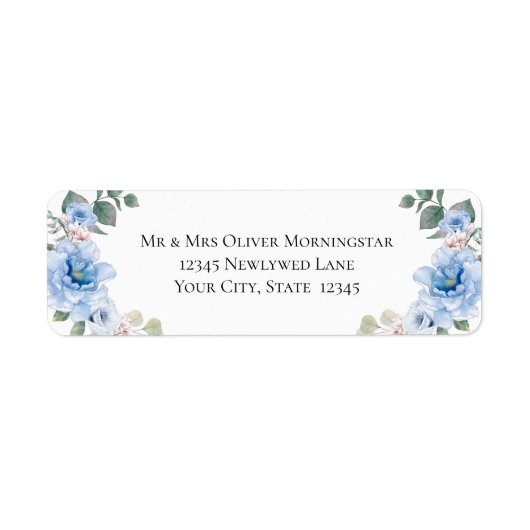 Sky Blue Peony Flowers Etiket (Voorkant)
