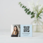Sky Blue Photo White QR Code Sociale Media Visitekaartje (Staand voorkant)