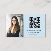 Sky Blue Photo White QR Code Sociale Media Visitekaartje (Voorkant)