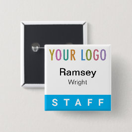 Sky Blue Pinback Personeelsbadge met Logo Square-n Vierkante Button 5,1 Cm