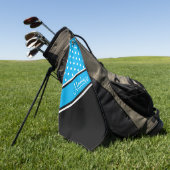 Sky Blue Polka Dot Black Diagonal Script Name Golfhanddoek (Groen)
