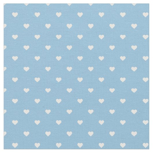 Sky Blue Polka Dot Hearts Stof (Close Up)