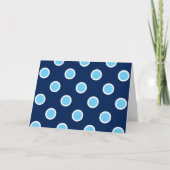Sky Blue Polka Dots on Navy Hartelijk dank Bedankkaart (Voorkant)