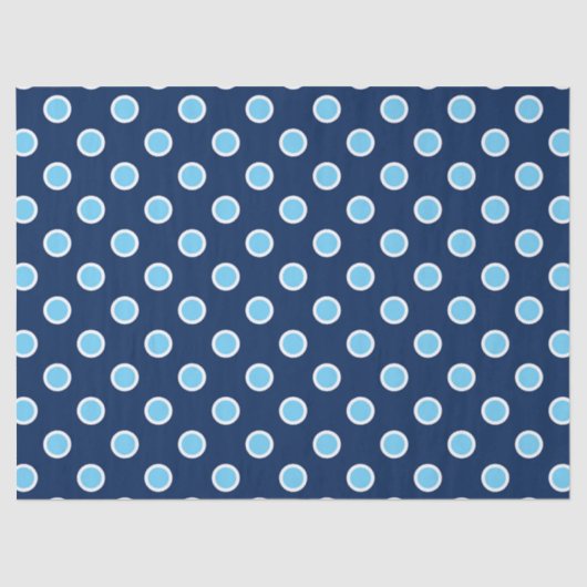 Sky Blue Polka Dots on Navy Tissue Paper Tissuepapier (Voorkant)