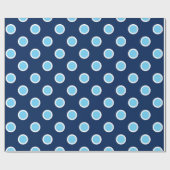 Sky Blue Polka Dots on Navy Wrapping Paper Cadeaupapier (Vlak)