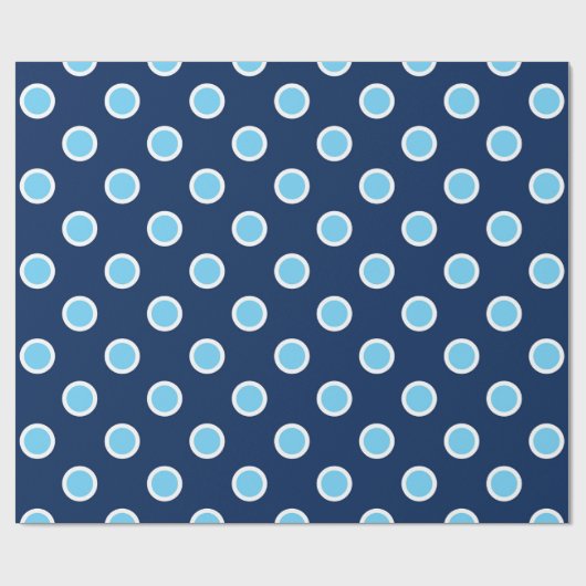 Sky Blue Polka Dots on Navy Wrapping Paper Cadeaupapier (Vlak)