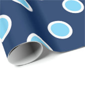 Sky Blue Polka Dots on Navy Wrapping Paper Cadeaupapier (Rol Hoek)