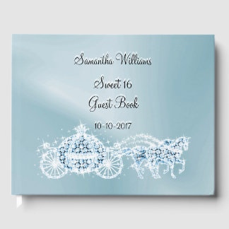 Sky Blue Princess Coach & Horses Sweet 16 Gastenboek