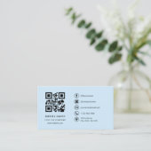 Sky Blue Professional Company Logo QR-code Visitekaartje (Staand voorkant)