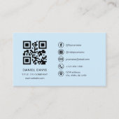 Sky Blue Professional Company Logo QR-code Visitekaartje (Voorkant)