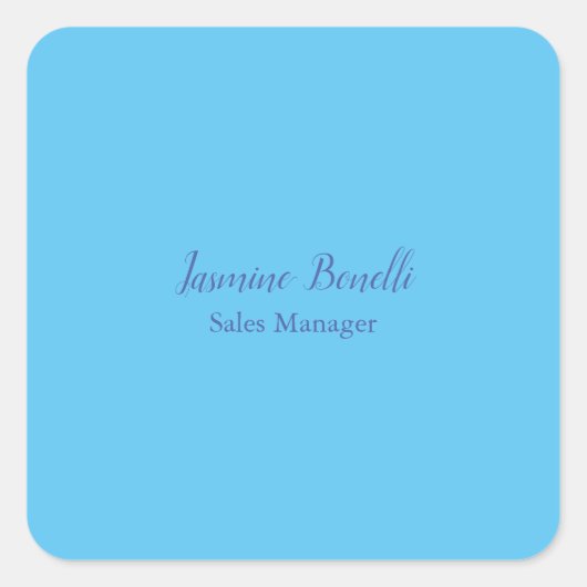 Sky Blue Professional Modern Minimalist Naam toevo Vierkante Sticker (Voorkant)