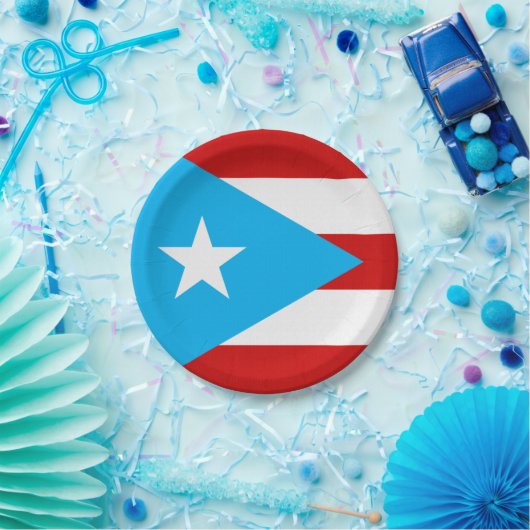 Sky Blue Puerto Rico Flag Napkin Papieren Bordje (Feest)