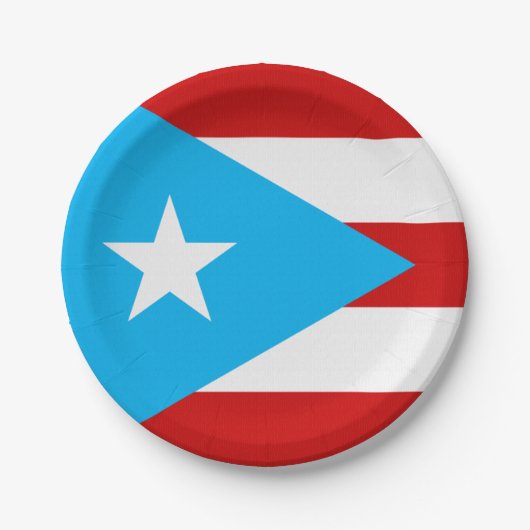 Sky Blue Puerto Rico Flag Napkin Papieren Bordje (Voorkant)