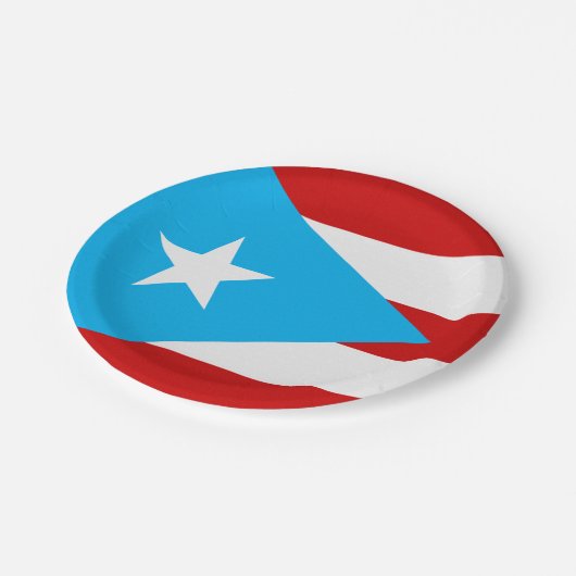Sky Blue Puerto Rico Flag Napkin Papieren Bordje (Gekanteld)