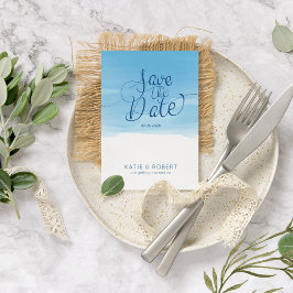 Sky-blue pushstrokes Sparen de typografie van de D Aankondigingskaart