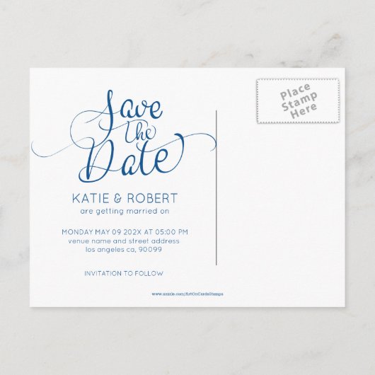 Sky-blue pushstrokes Sparen de typografie van de D Aankondigingskaart (Achterkant)