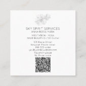 *~* Sky Blue QR Clouds Flowers Glitter Shimmer Vierkante Visitekaartje (Achterkant)