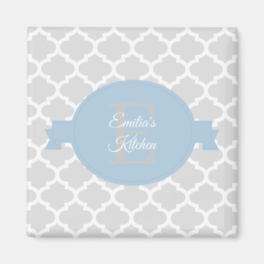 Sky Blue Quatrefoil, aangepast magneet (Voorkant)