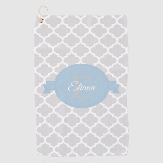 Sky Blue Quatrefoil - Aangepaste Golfhanddoek (Voorkant)