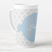 Sky Blue Quatrefoil - Aangepaste latte Mok (Linkerhoek)