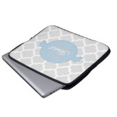 Sky Blue Quatrefoil op maat gemaakt Laptop Sleeve (Voorkant onderkant)