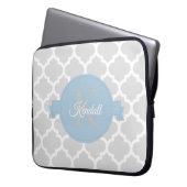 Sky Blue Quatrefoil op maat gemaakt Laptop Sleeve (Voorkant Links)