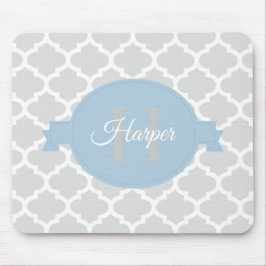 Sky Blue Quatrefoil op maat gemaakt Muismat