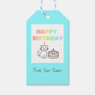 Sky Blue&Rainbow Happy Birthday Gift Labels Cadeaulabel