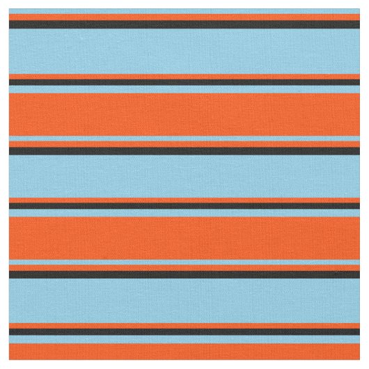 Sky Blue, Red en Black Colour Pattern Stof (Close Up)