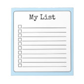 Sky Blue Retro Aangepaste Checklist Ingelijnd Notitieblok (Voorkant)