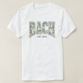 Sky Blue Retro Floral BACH Bridesmaid T-shirt (Design voorkant)