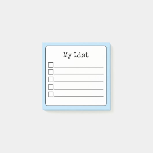 Sky Blue Retro Lined Checklist Post-it® Notes (Voorkant)