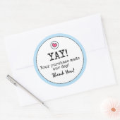 Sky Blue Retro met Hart Zakelijk Dank u Ronde Sticker (Envelop)