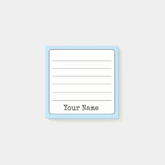 Sky Blue Retro Voeg Jouw naam toe gevoerd Post-it® Notes
