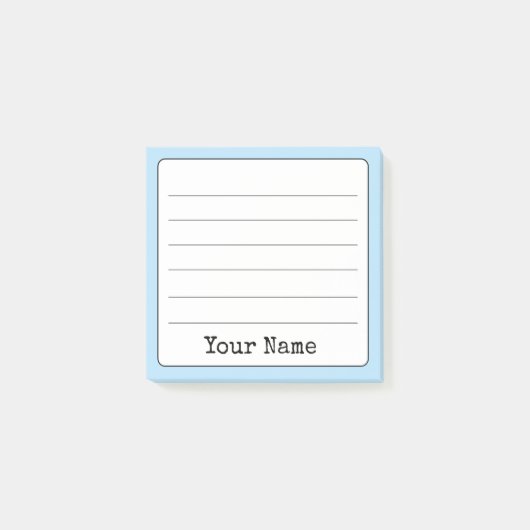 Sky Blue Retro Voeg Jouw naam toe gevoerd Post-it® Notes (Voorkant)