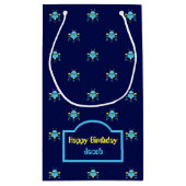 Sky Blue Robot Pattern Blue Gift Bag Klein Cadeauzakje (Achterkant)