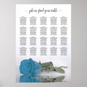 Sky Blue Roos 20 Table Wedding Seating Chart Poster