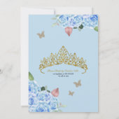 Sky Blue Roos Bloemen Gouden Vlinder Quinceanera Kaart (Achterkant)