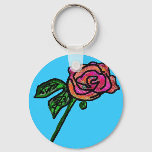 Sky blue roos sleutelhanger